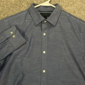 Banana Republic Mens Standard Fit Non-Iron Blue Dress Shirt‎ Medium